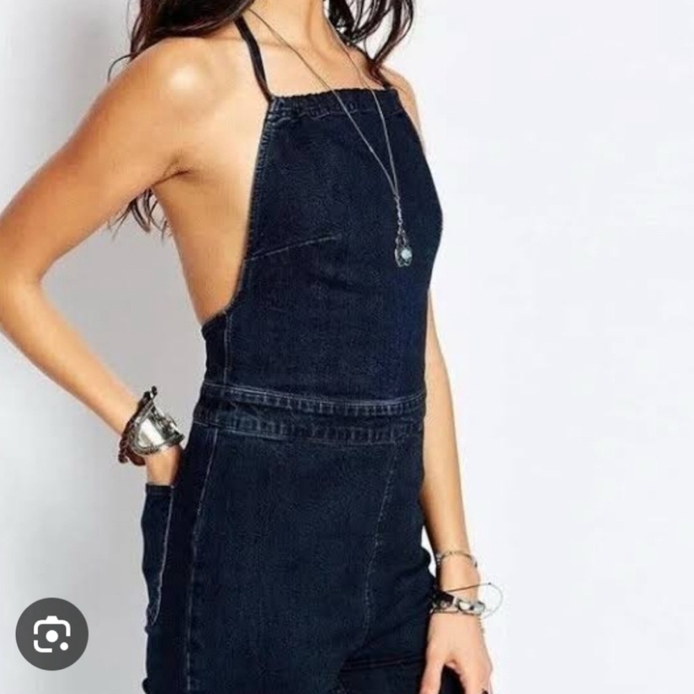 Women's Free People Dark Blue Denim Overall Jumper